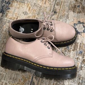 Dr. Martens Women's Tan/Taupe Leather Platform Shoes